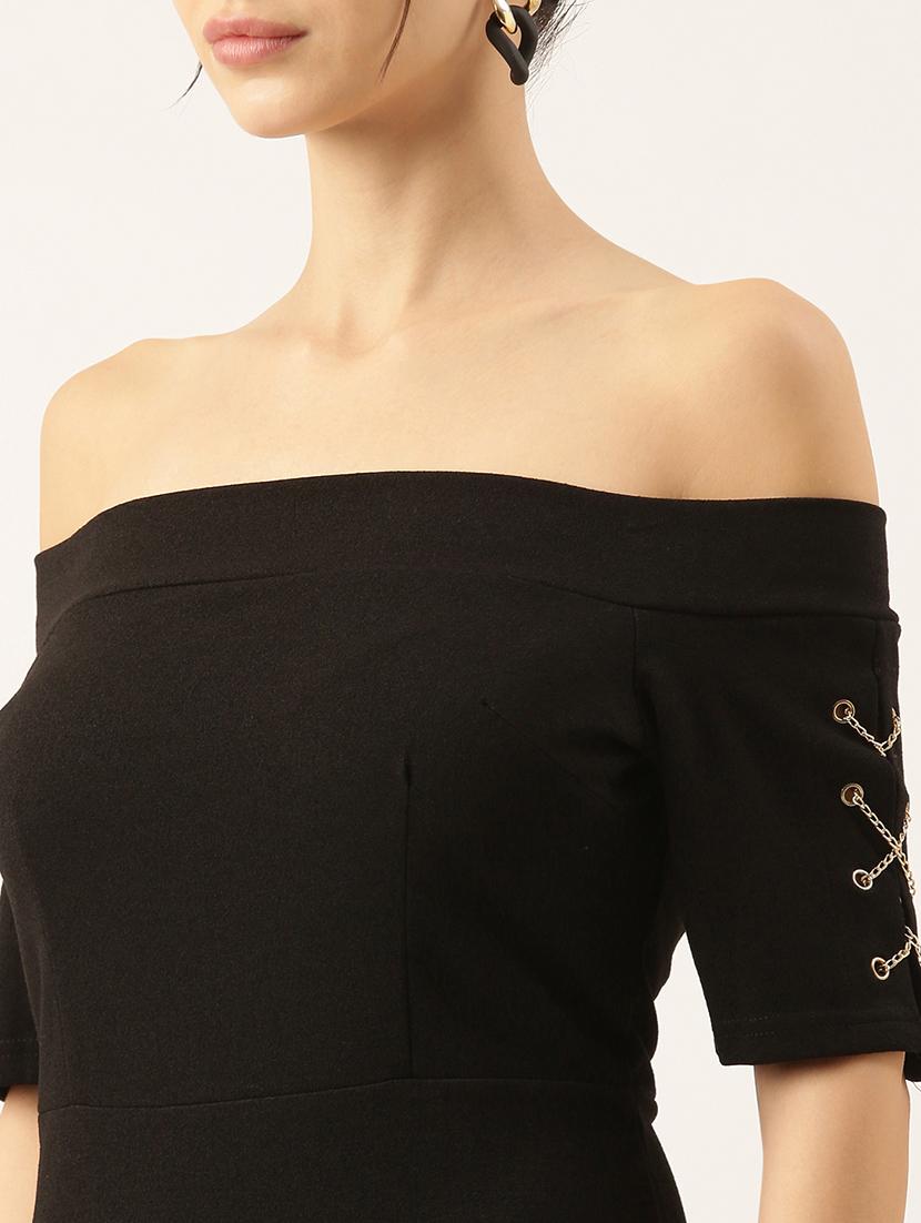 women black solid bodycon dress - 21514901 - Standard Image - 6