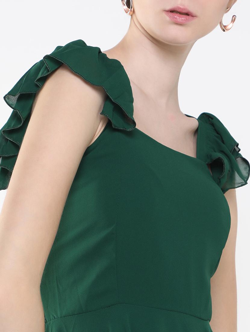 women green solid fit & flare dress - 21514902 - Standard Image - 6