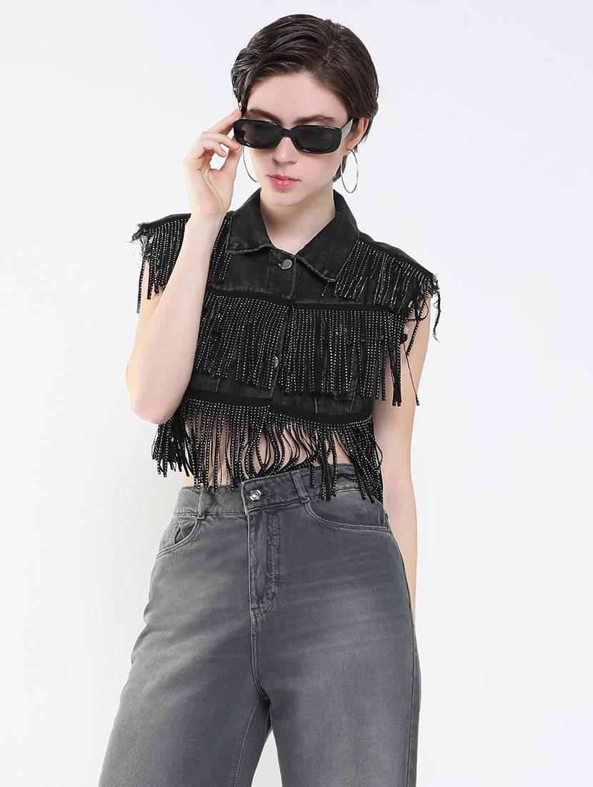 women black denim summer jackets - 21514907 - Standard Image - 1