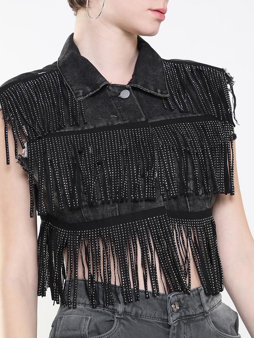 women black denim summer jackets - 21514907 - Standard Image - 6