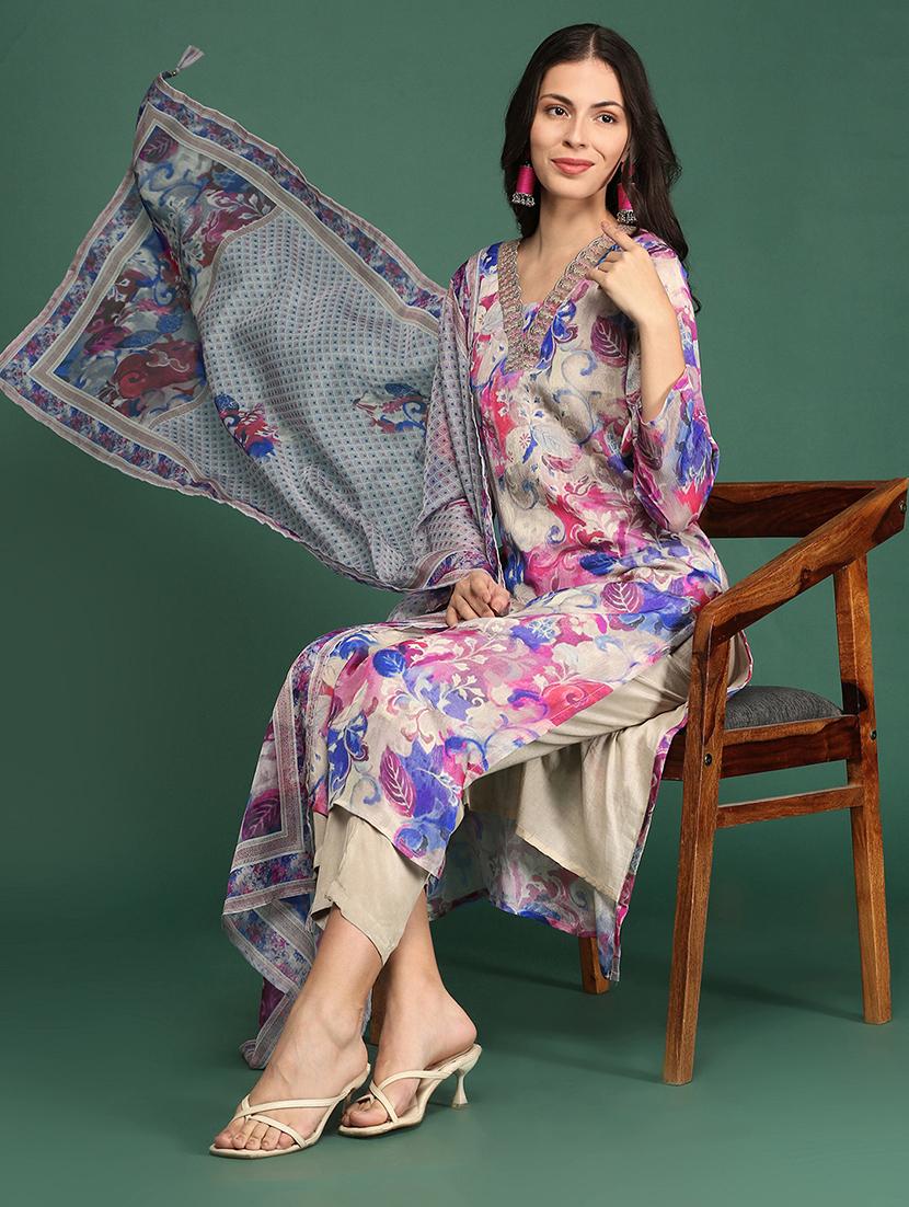 women multi color printed kurta pant set with dupatta - 21514918 - Standard Image - 4