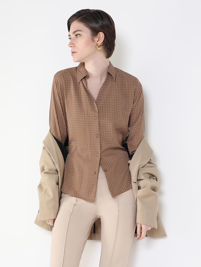 women brown crepe regular shirt - 21514926 -  Standard Image - 1