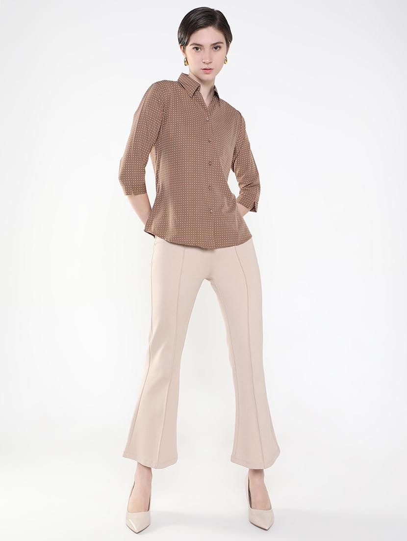 women brown crepe regular shirt - 21514926 - Standard Image - 4