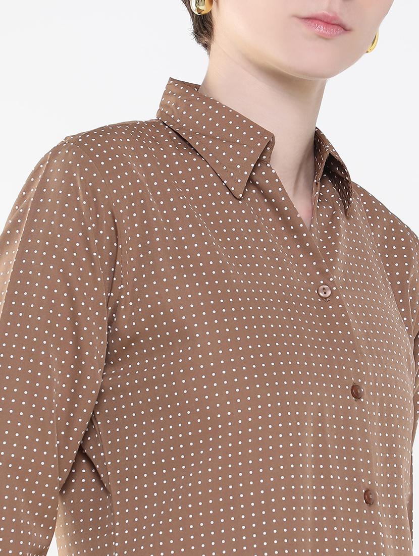 women brown crepe regular shirt - 21514926 - Standard Image - 6
