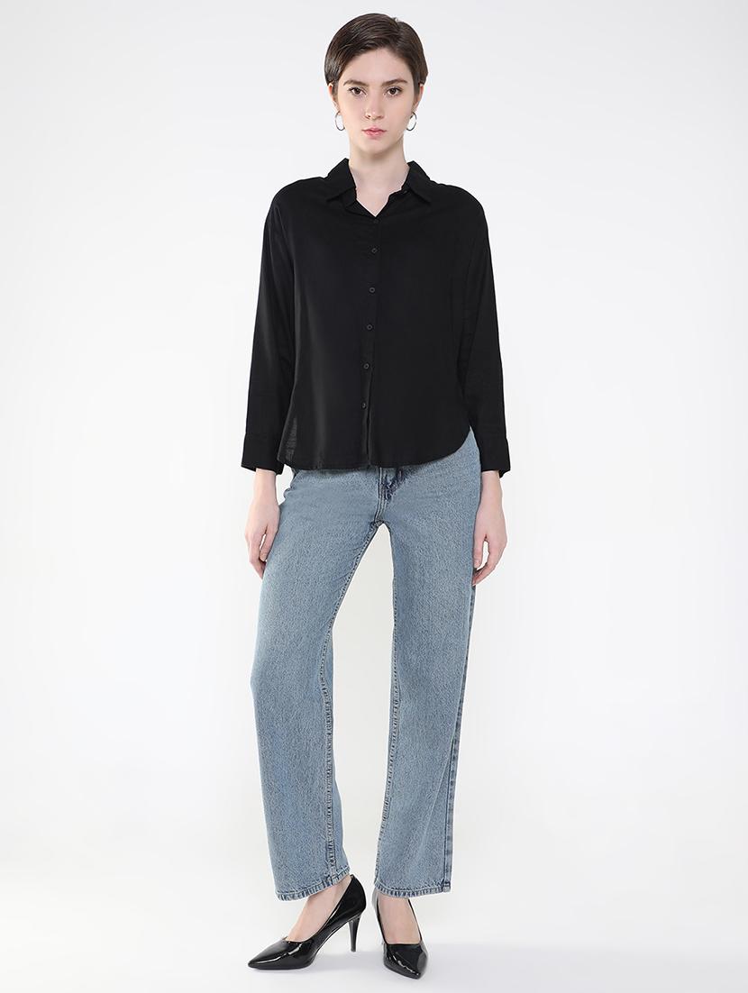 women black cotton blend regular shirt - 21514934 - Standard Image - 4