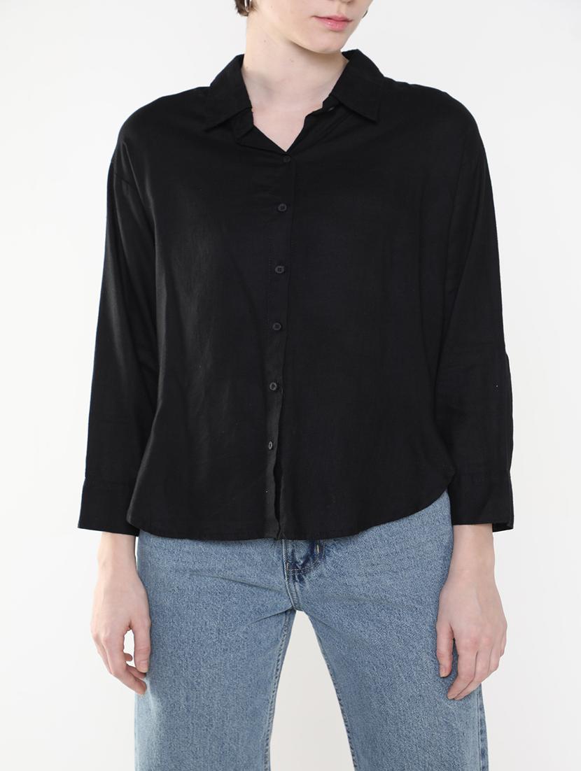 women black cotton blend regular shirt - 21514934 - Standard Image - 6