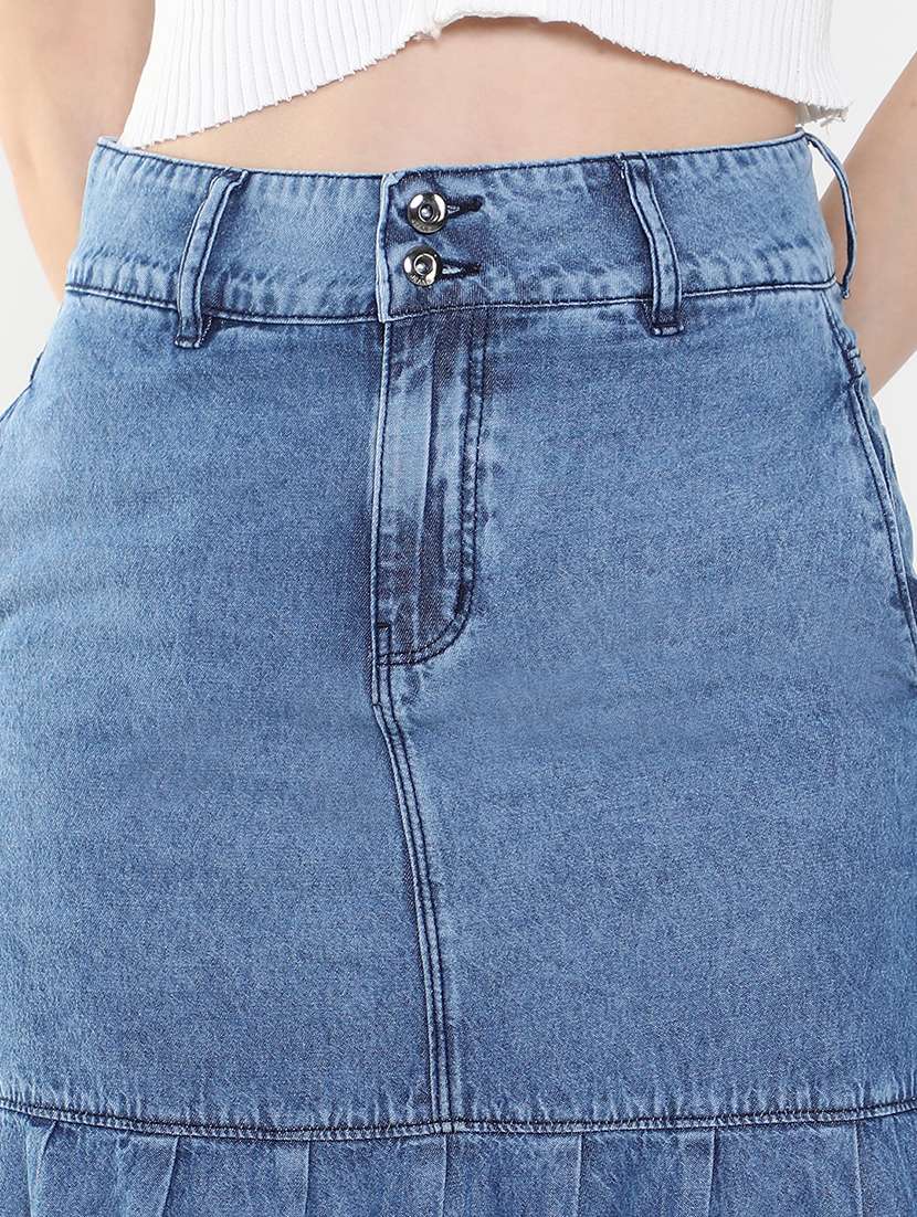 women blue denim tiered skirt - 21514955 - Standard Image - 6