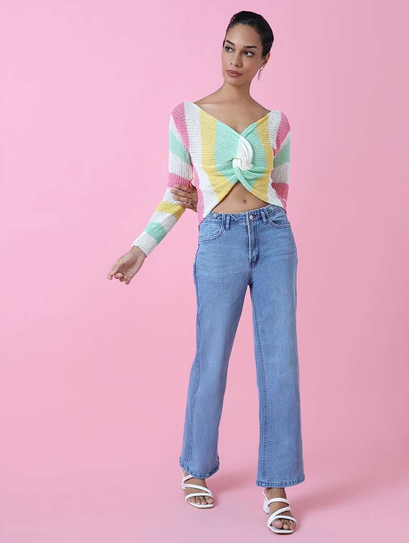 women multicolored stripes crop top - 21514961 -  Standard Image - 4