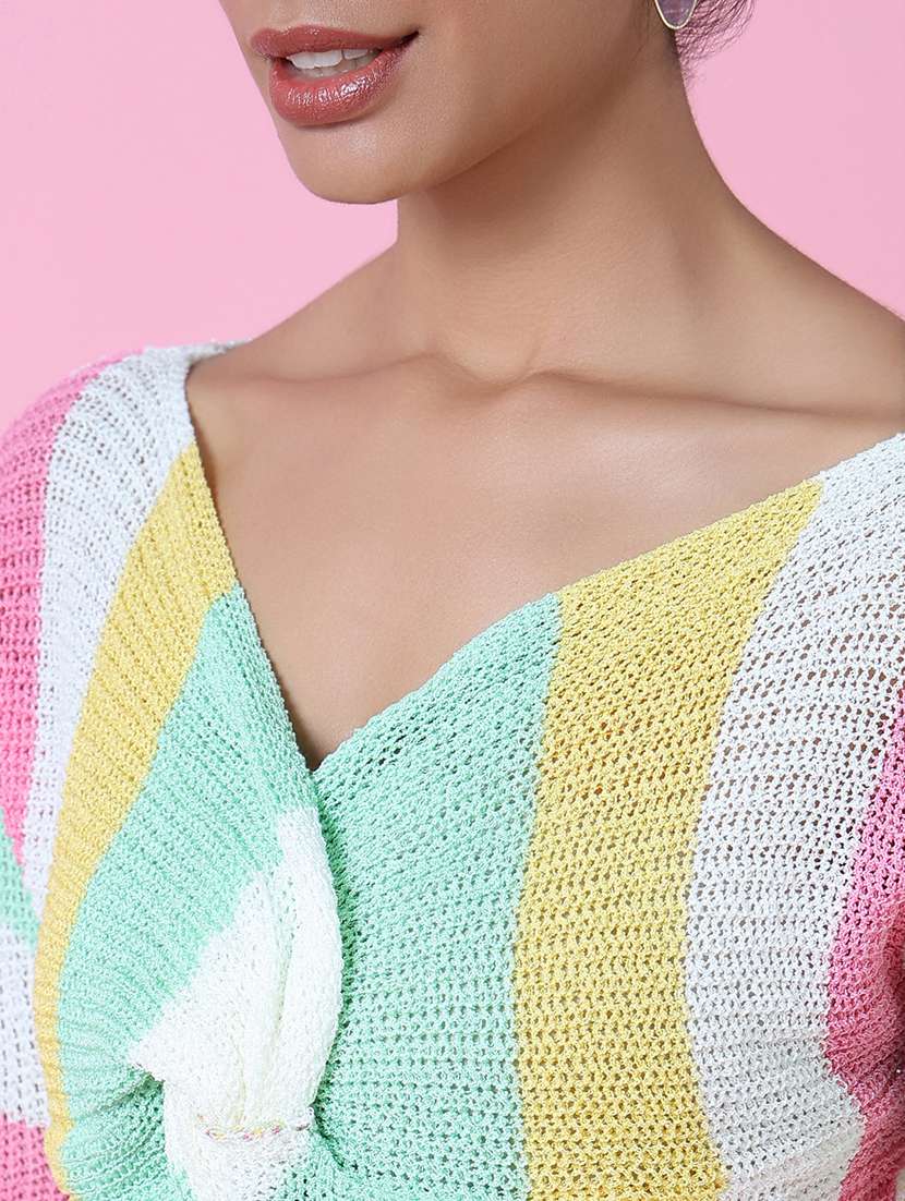 women multicolored stripes crop top - 21514961 -  Standard Image - 6