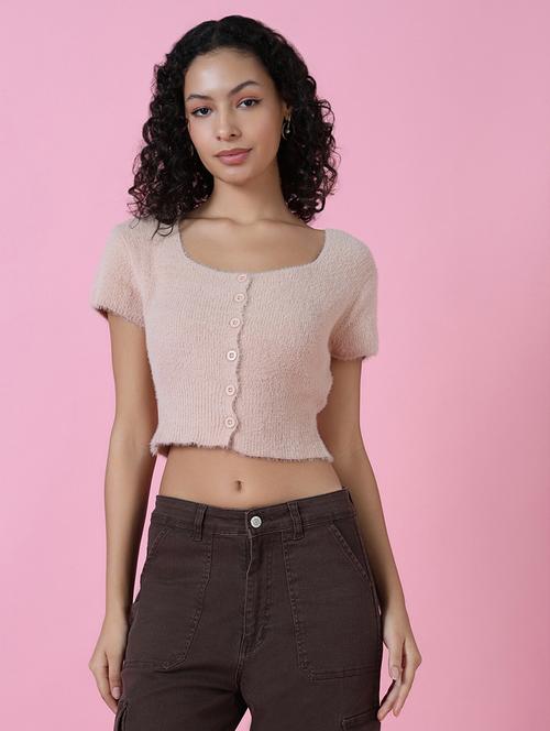 women beige solids crop top - 21514967 - Standard Image - 0
