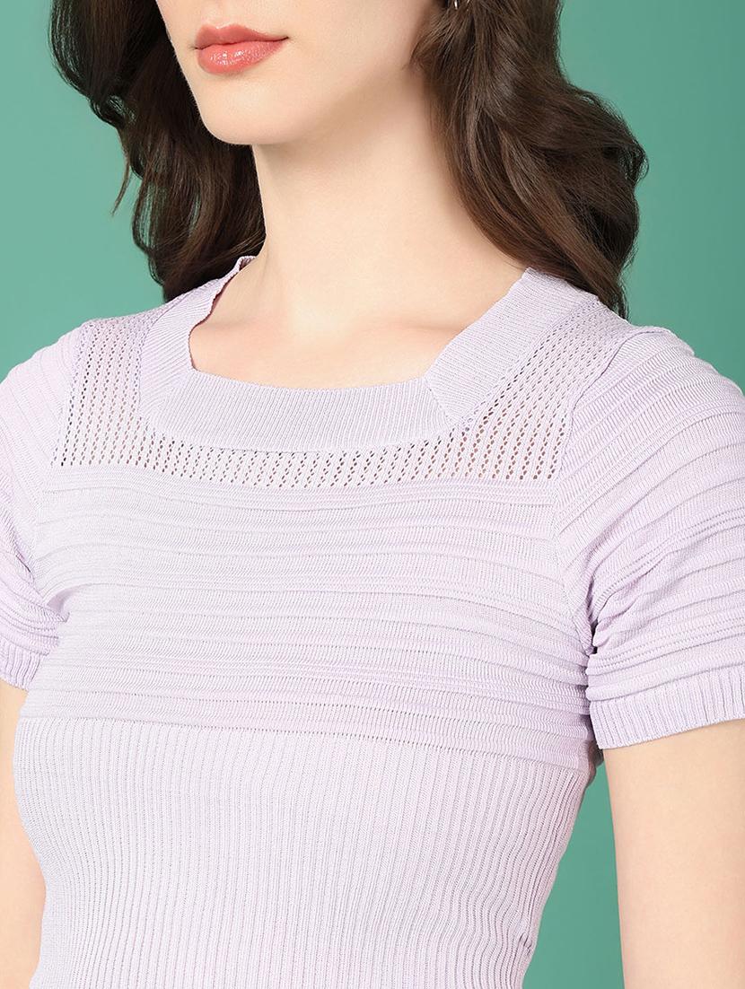 women lavender crochet regular top - 21514978 - Standard Image - 6