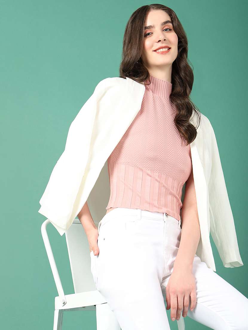 women peach self-designed regular top - 21514981 -  Standard Image - 1