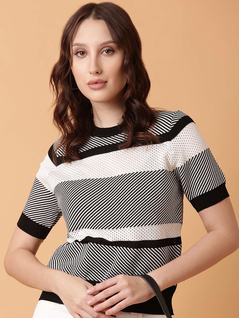 women black crochet regular top - 21514985 -  Standard Image - 1