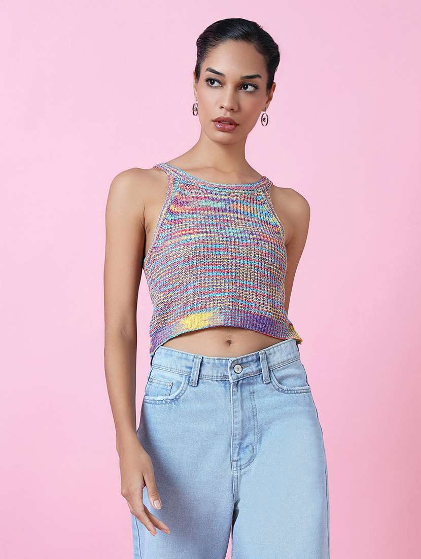 women sleeveless self-designed regular top