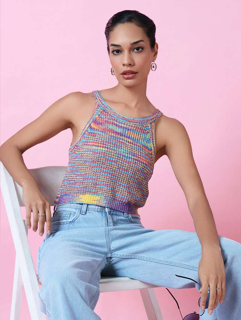 women sleeveless self-designed regular top - 21514994 -  Standard Image - 1