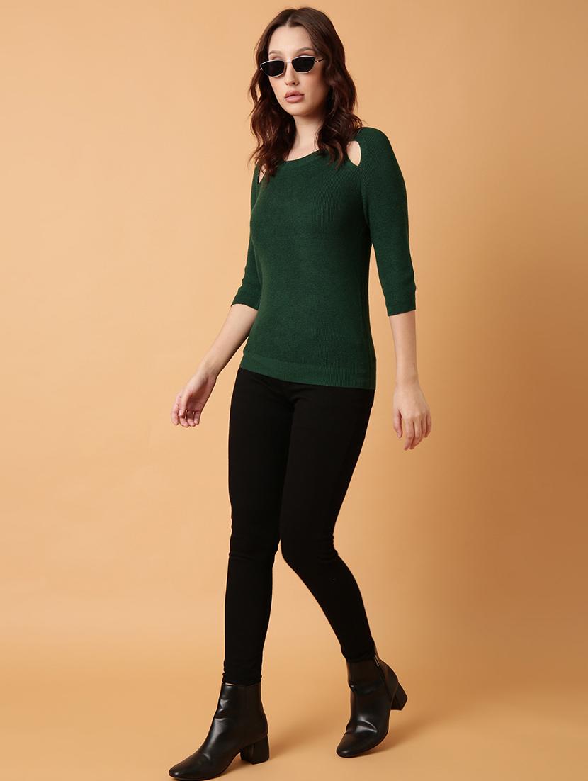 women green solid regular top - 21514999 - Standard Image - 4