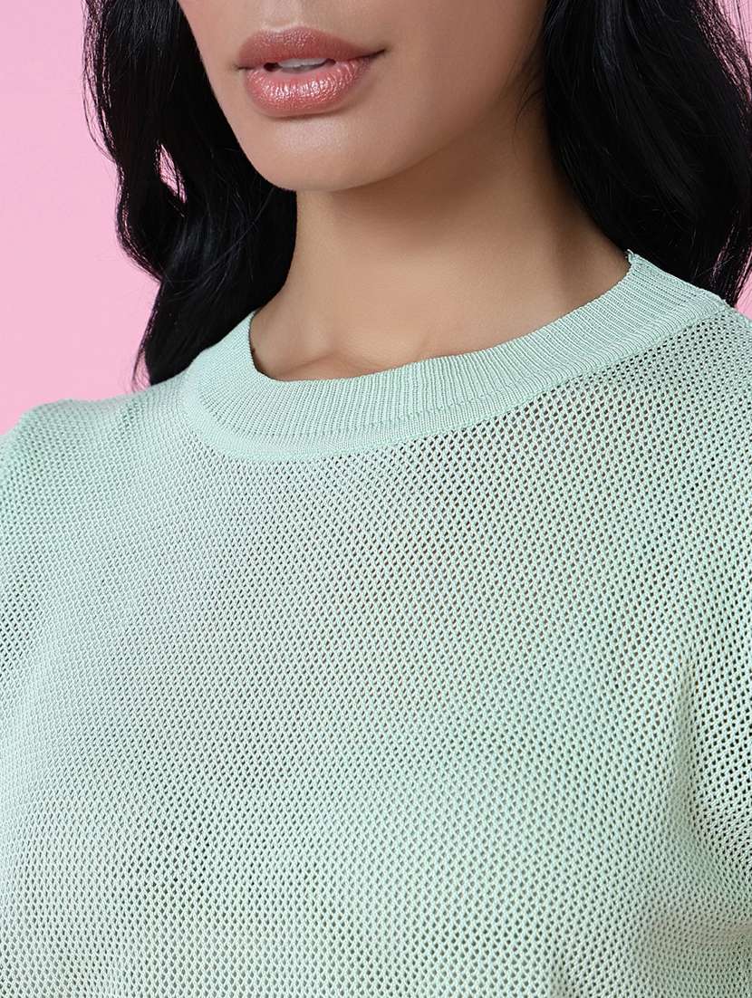 women green crochet regular top - 21515007 - Standard Image - 6