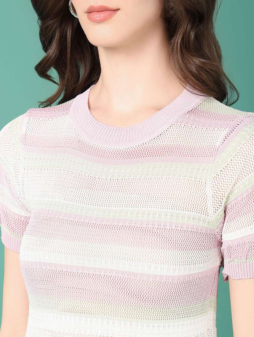 women round neck crochet regular top - 21515027 -  Standard Image - 6