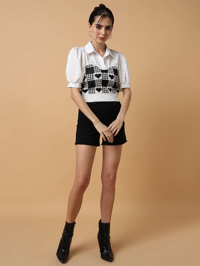 women self design short sleeve shirt top - 21515030 -  Standard Image - 4