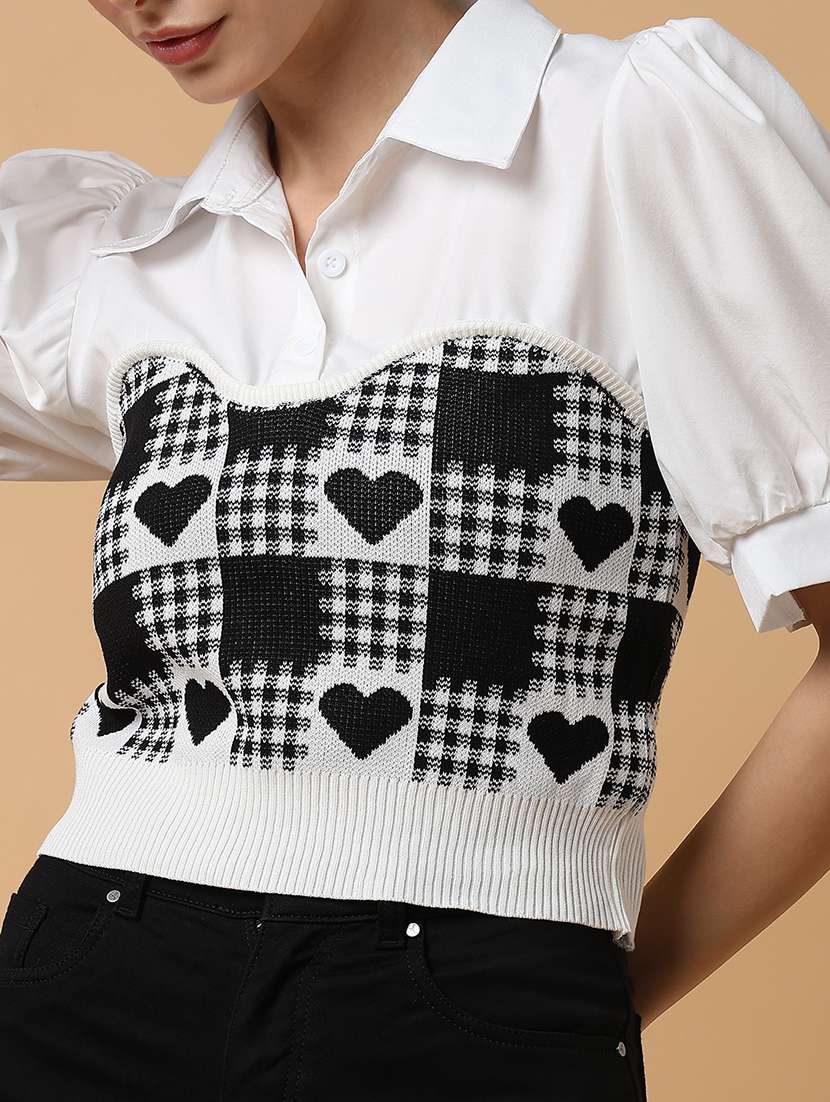 women self design short sleeve shirt top - 21515030 -  Standard Image - 6