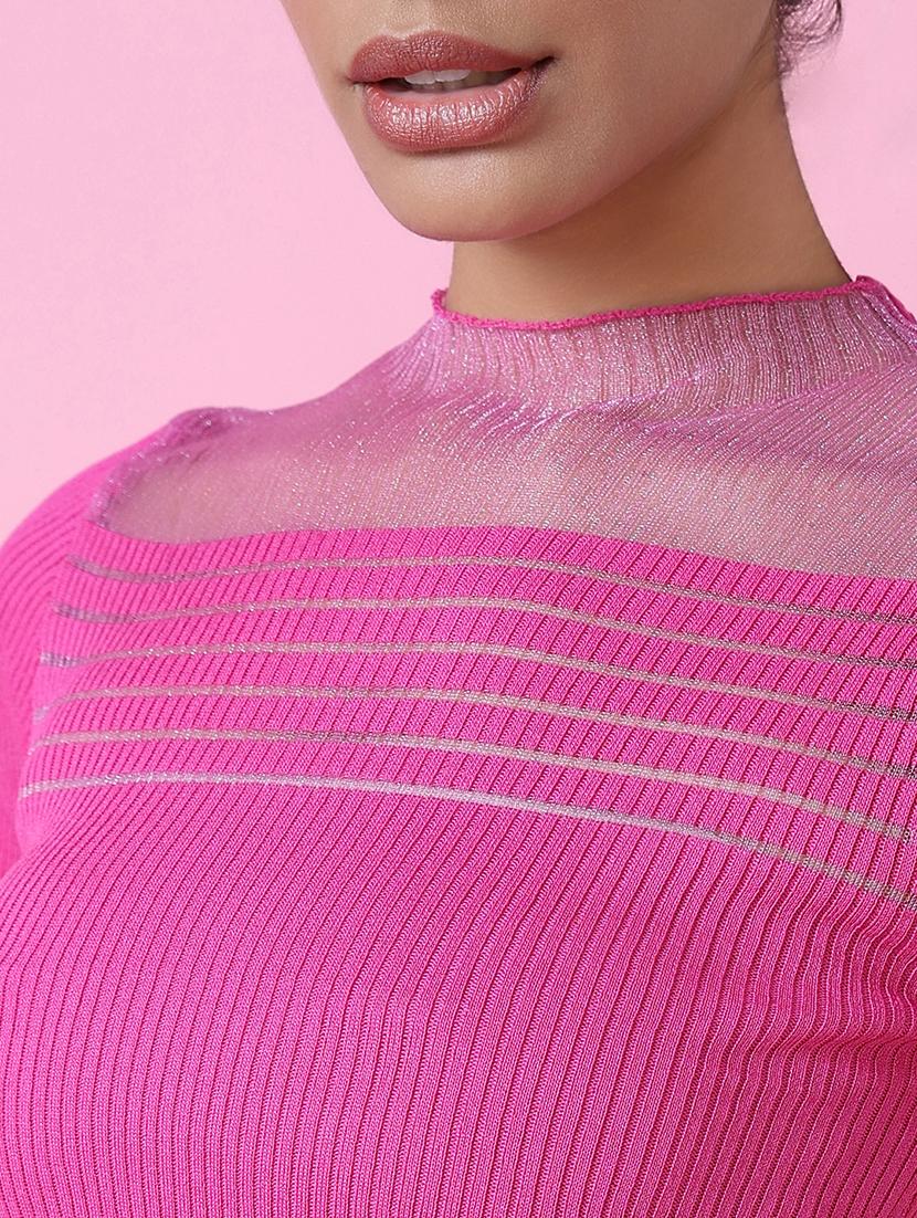 women pink solids short sleeves top - 21515042 - Standard Image - 6