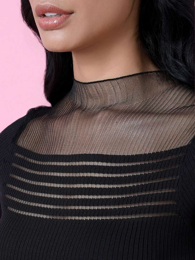 women black crochet regular top - 21515043 -  Standard Image - 6