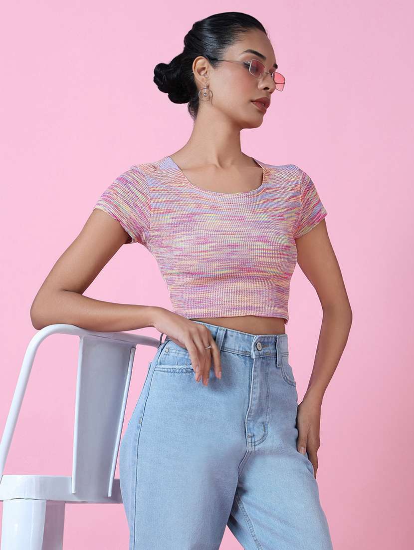 women short sleeve self-designed crop top - 21515050 -  Standard Image - 1