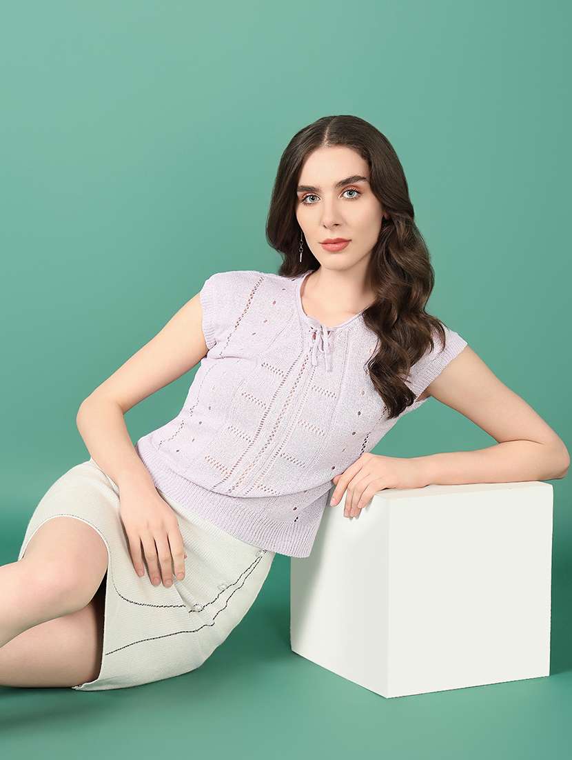 women lavender crochet regular top - 21515065 -  Standard Image - 1
