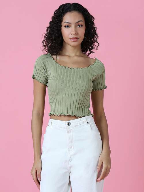 women short sleeve self-designed crop top - 21515069 - Standard Image - 0