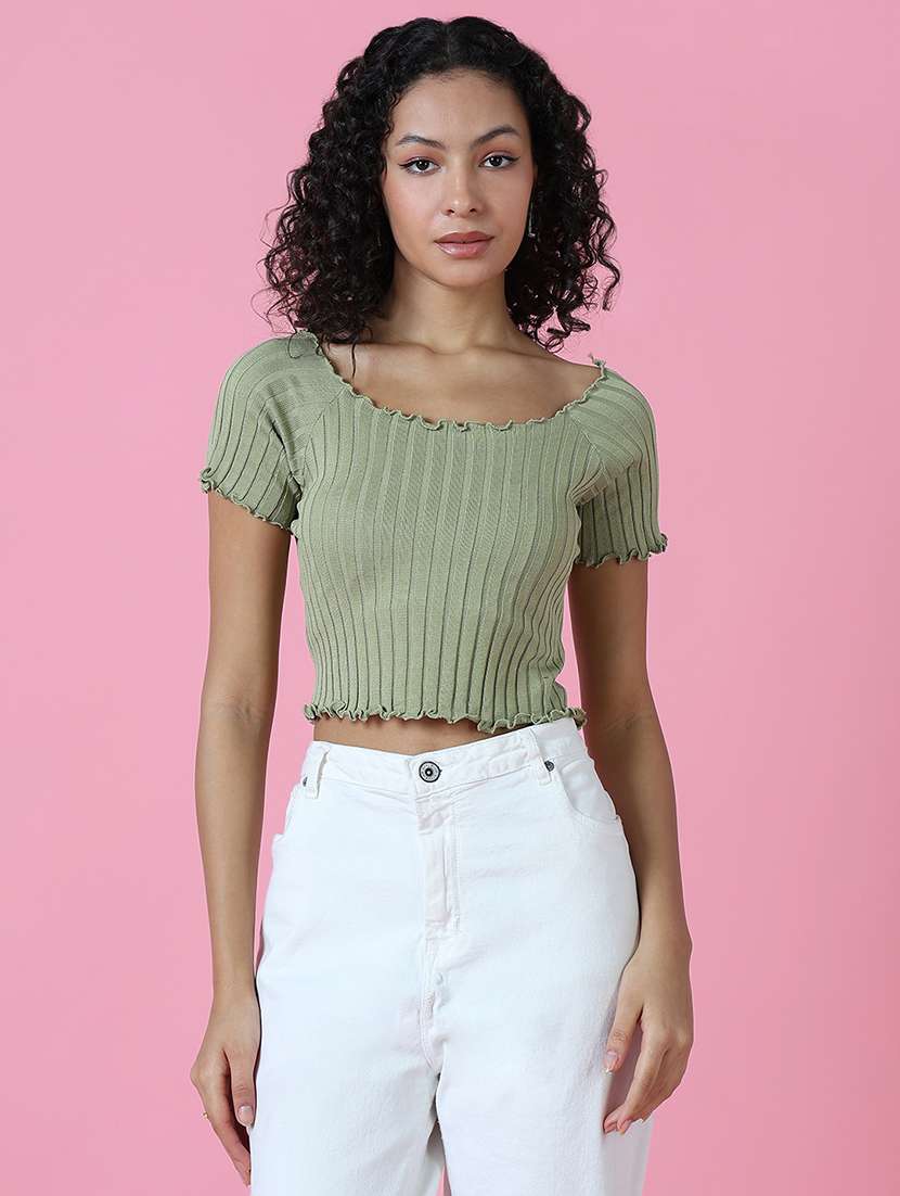 women short sleeve self-designed crop top - 21515069 - Zoom Image - 0
