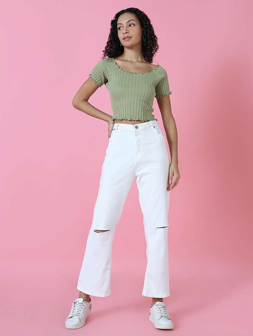 women short sleeve self-designed crop top - 21515069 - Standard Image - 4