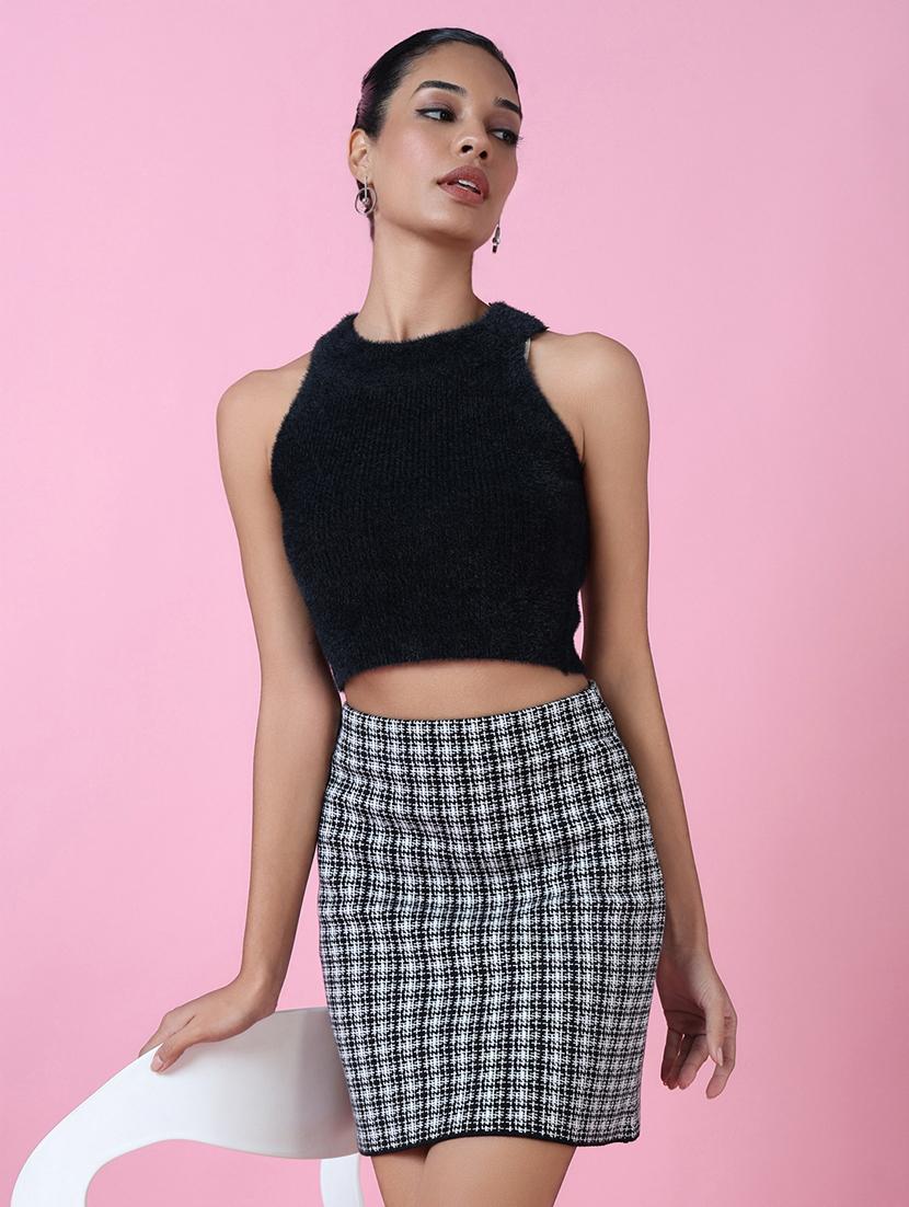 women black solids round neck crop top - 21515075 -  Standard Image - 1