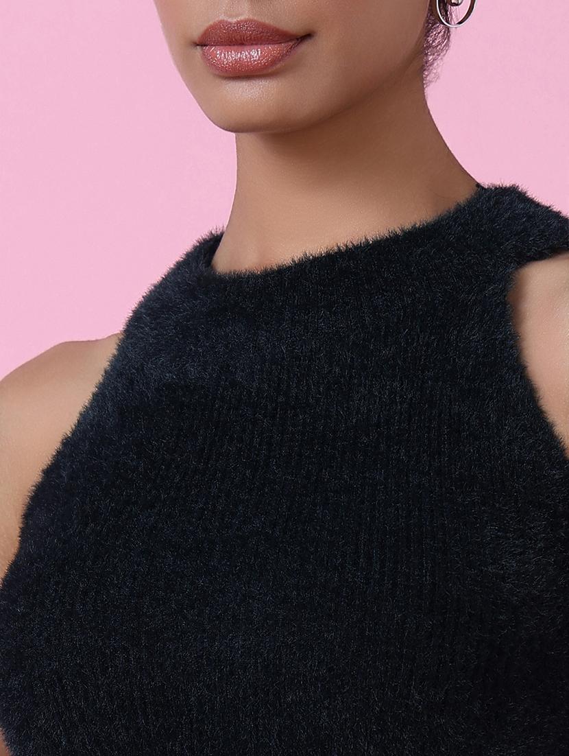 women black solids round neck crop top - 21515075 - Standard Image - 6