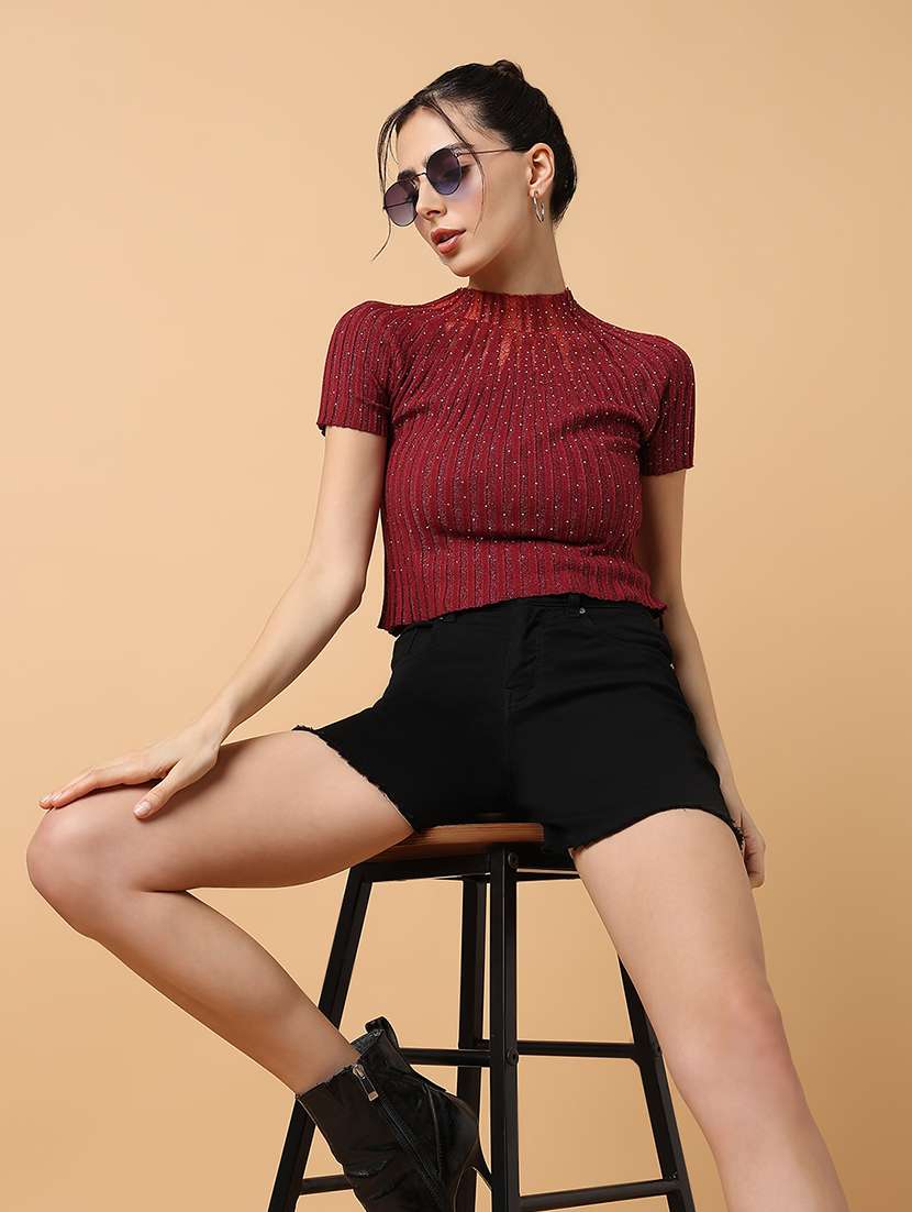 women short sleeve self-designed crop top - 21515077 -  Standard Image - 1