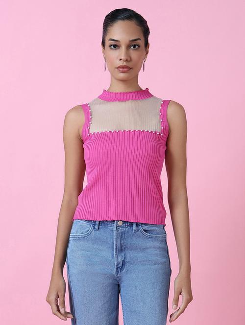 women pink solids sleeveless top - 21515080 - Standard Image - 0