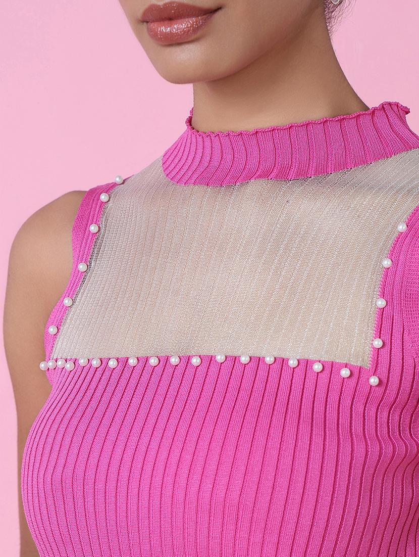 women pink solids sleeveless top - 21515080 - Standard Image - 6