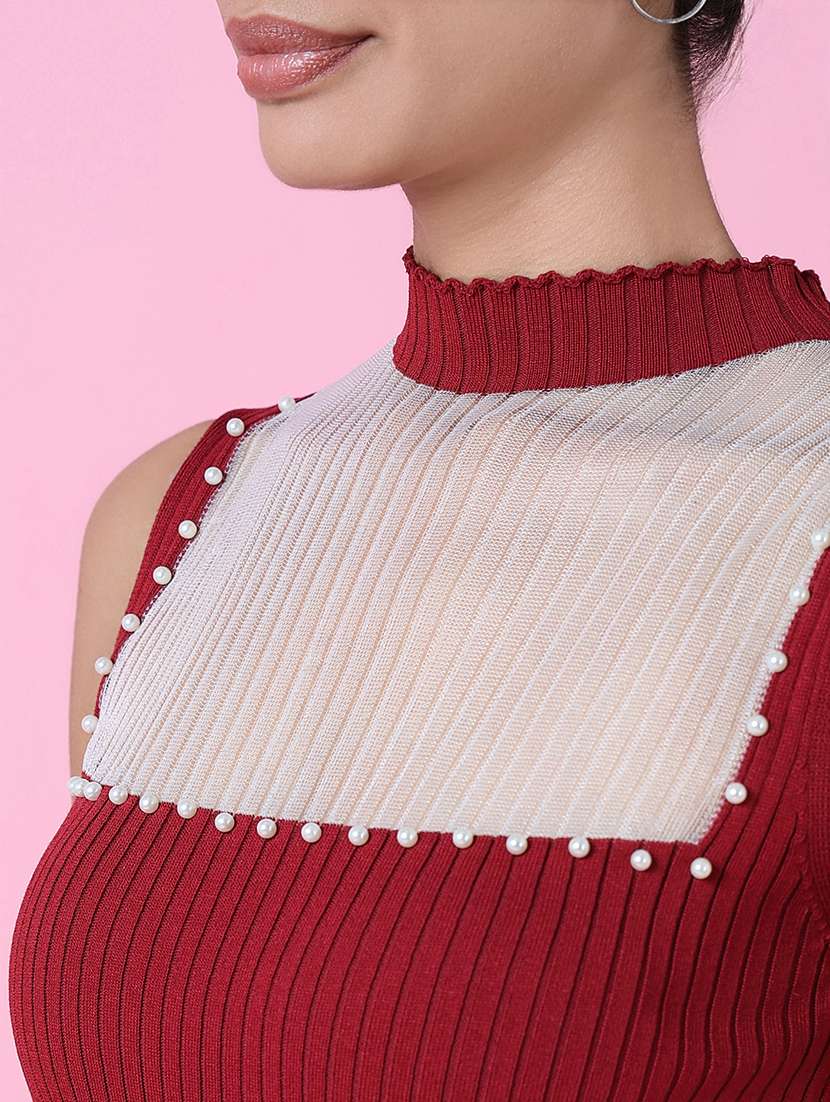 women maroon self-designed regular top - 21515081 -  Standard Image - 6