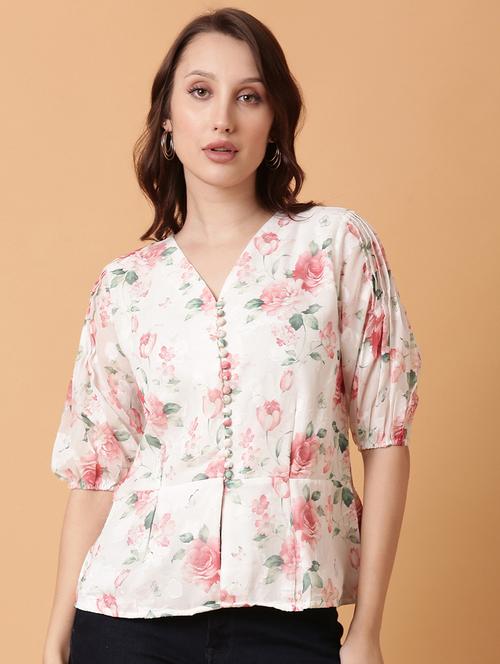 women white floral printed peplum top - 21515116 - Standard Image - 0