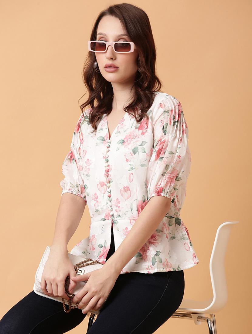 women white floral printed peplum top - 21515116 - Standard Image - 1
