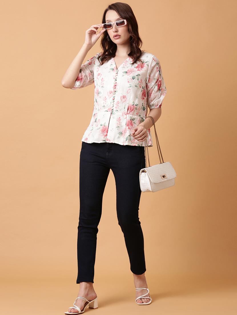women white floral printed peplum top - 21515116 - Standard Image - 4