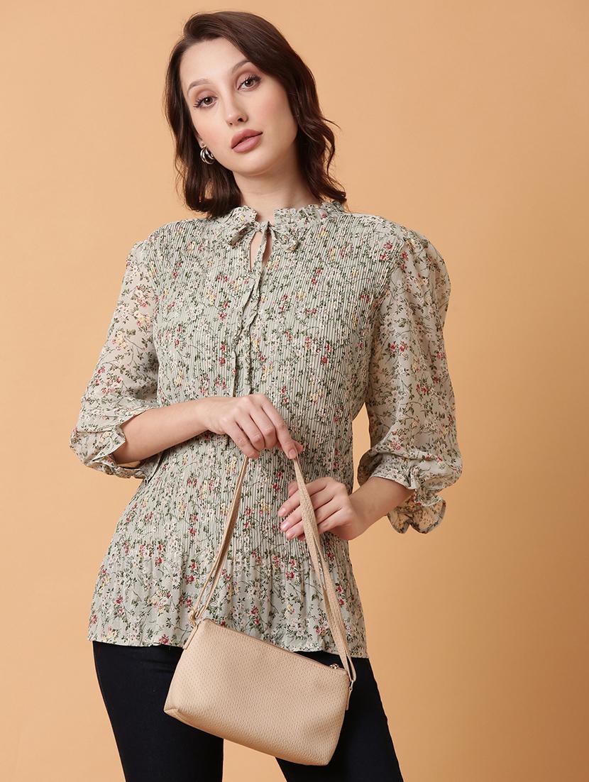 women green floral printed regular top - 21515118 - Standard Image - 1