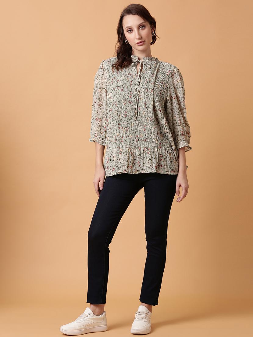 women green floral printed regular top - 21515118 - Standard Image - 4