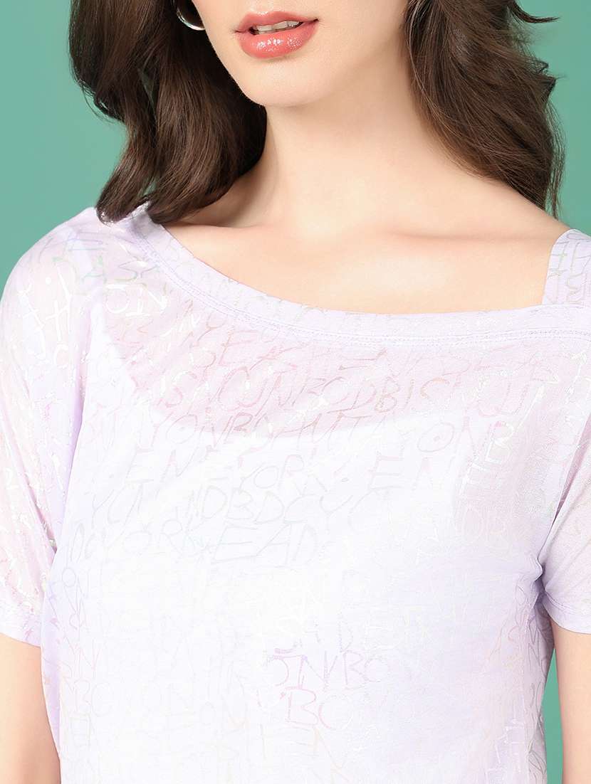 women lavender typography regular top - 21515122 - Standard Image - 6