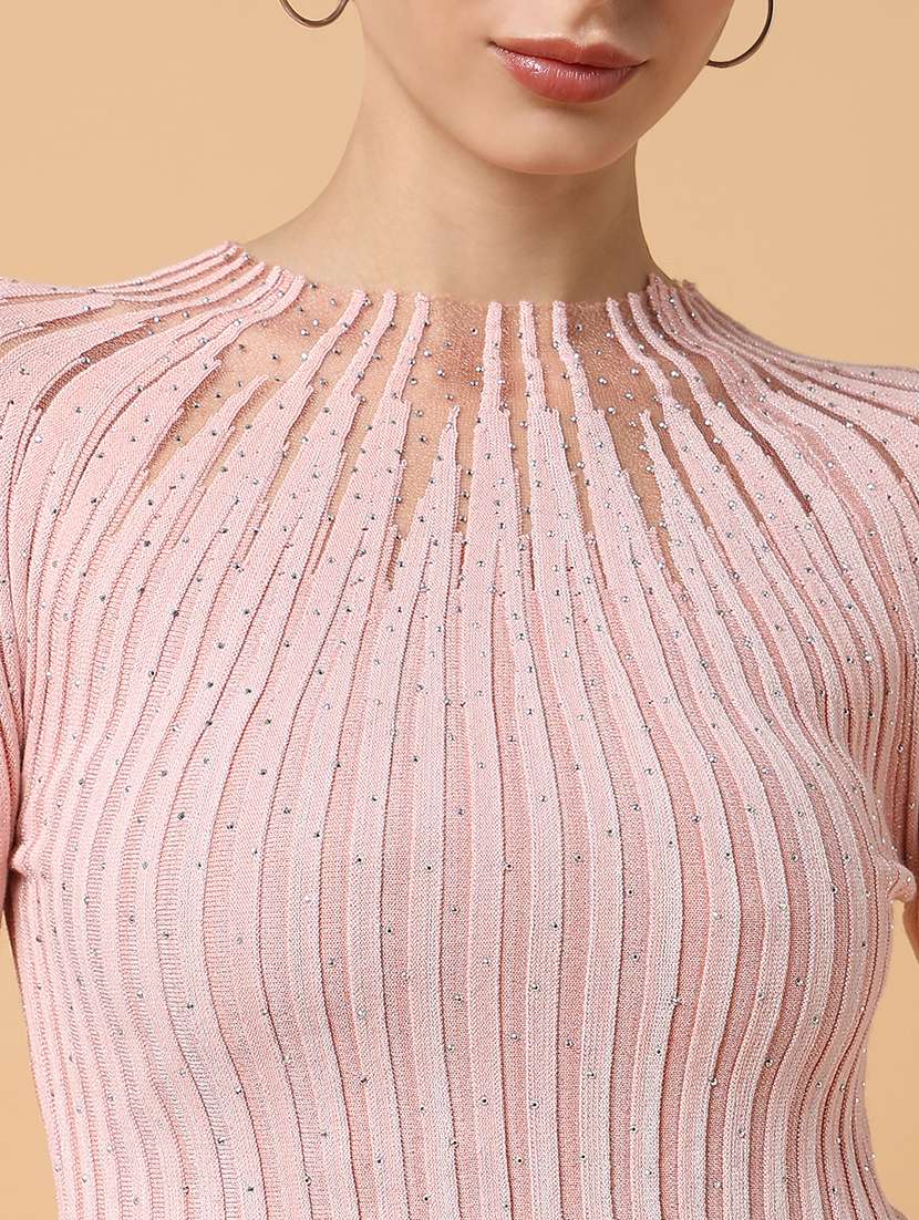 women peach solid with work long sleeves top - 21515138 -  Standard Image - 6