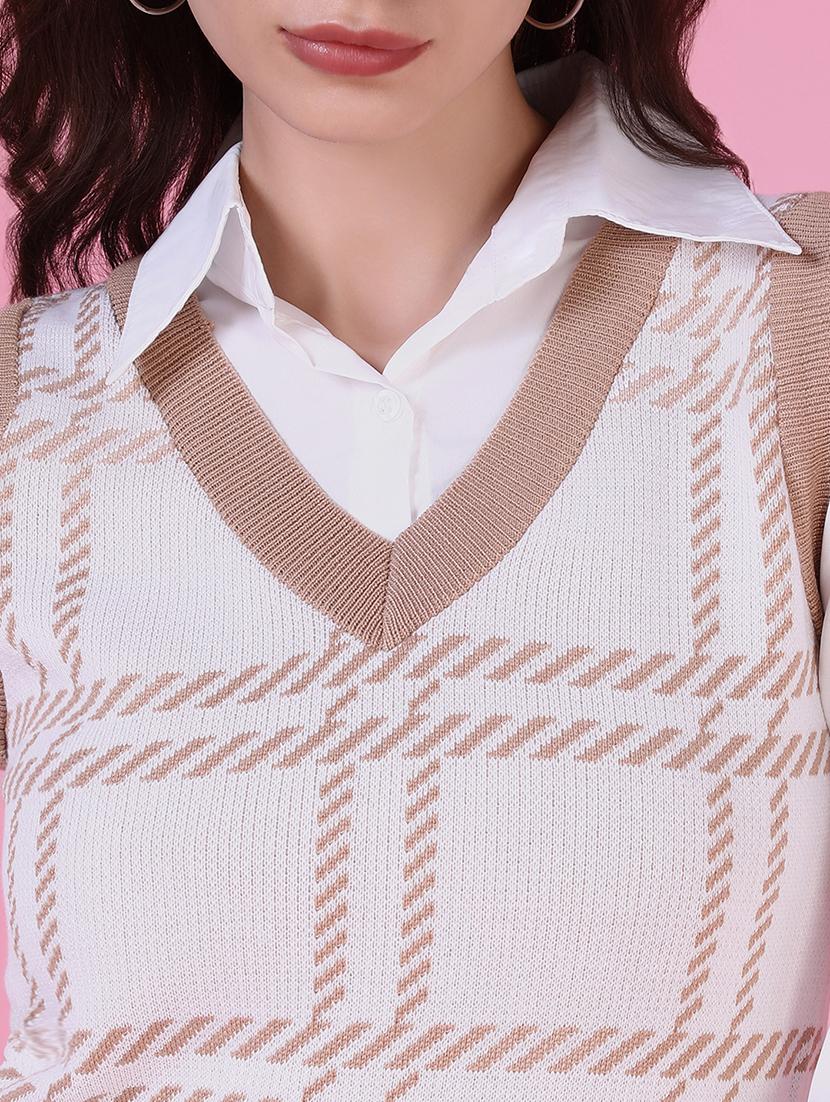 women beige self design sleeveless top - 21515153 - Standard Image - 6