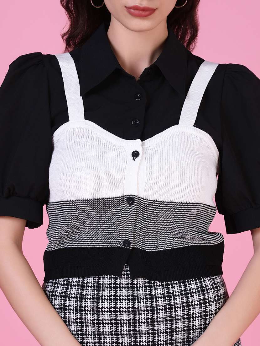 women self design short sleeve shirt top - 21515157 -  Standard Image - 6