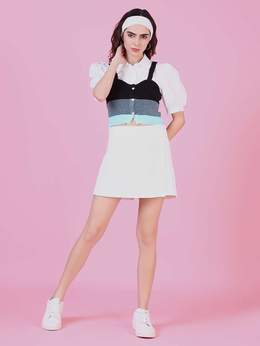 women self design short sleeve shirt top - 21515159 -  Standard Image - 4