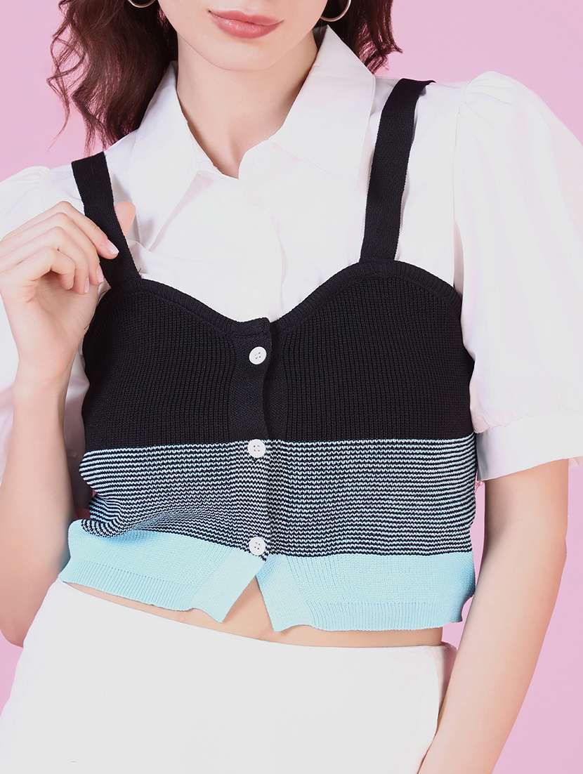 women self design short sleeve shirt top - 21515159 -  Standard Image - 6