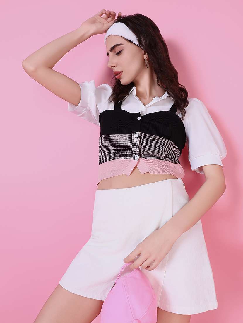 women self design short sleeve shirt top - 21515160 -  Standard Image - 6