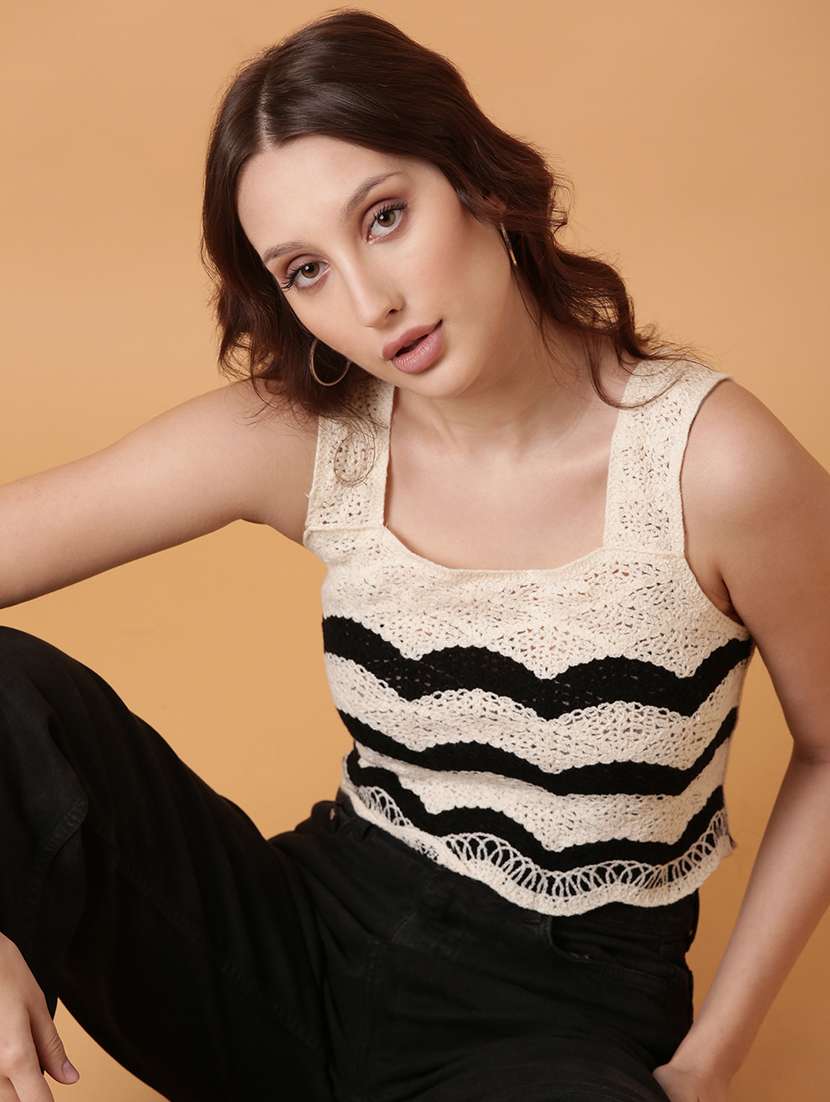 women sleeveless crochet crop top - 21515161 -  Standard Image - 1